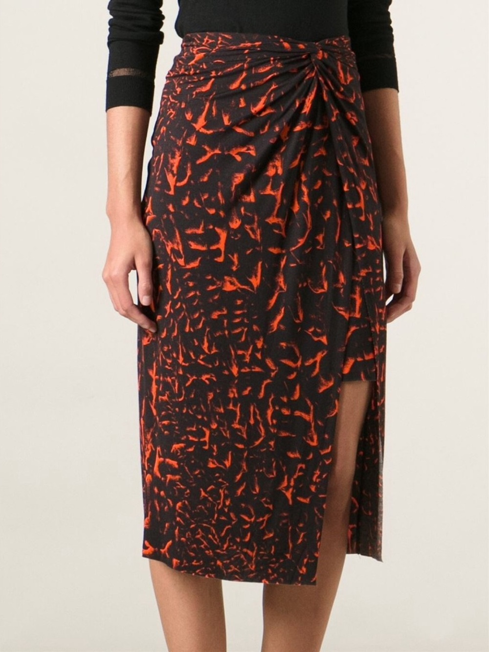 Helmut Lang Twist Knot Strata Asymmetric Skirt Orange Small